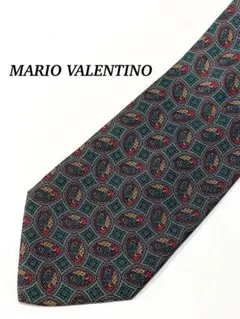 2本目半額 美品 MARIO VALENTINO 幾何学模様 ネクタイ シルク
