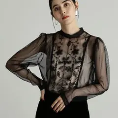 JILL STUART チュールエンブロイダリーブラウス