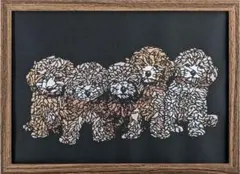 切り絵　5匹の子犬