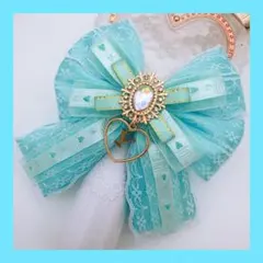 キンブレリボン ペンライトリボン ハート柄リボン♡ 水色 ★ハンドメイド