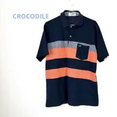 Crocodile ポロシャツ ボーダー ネイビー系 L