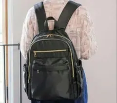 アルトローズ リュック 多機能 マザーズリュック ブラック（ファスナーゴールド）