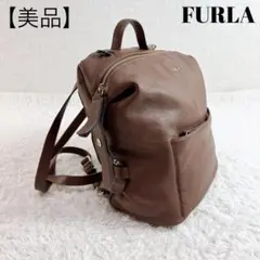 綺麗✨FURLA フルラ ノエミ リュック 巾着 レザー ゴールドロゴ 希少 