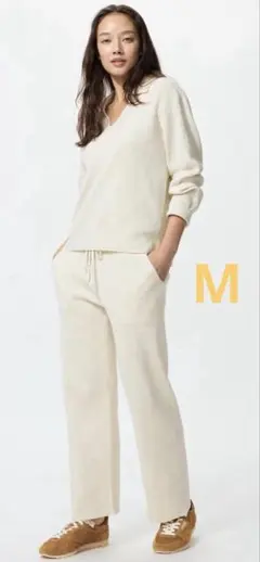 ユニクロ ウォッシャブルニットリブパンツ ナチュラルM