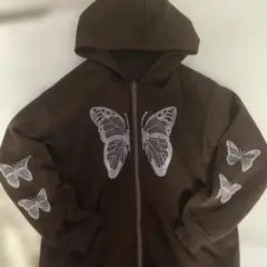 蝶柄ジップパーカー