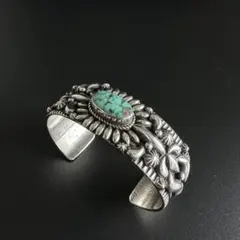 Navajo Darryl Becenti ターコイズ スタンプワーク バングル