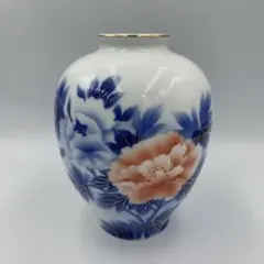 深川製磁　15.5cm 花瓶　金彩　牡丹 有田焼 宮内庁御用達