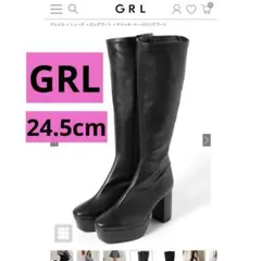 GRL チャンキーヒールロングブーツ PUレザー ブラック ci413