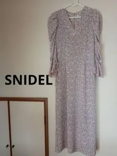 SNIDEL　スナイデル　フラワープリント フリル袖ロングワンピース　S