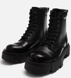日本未発売 激レア ZARA ボリュームレースアップブーツ - メルカリ