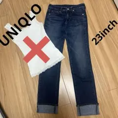 UNIQLO UNIQLO UJストレートジーンズ　23インチ　ブルージンズ