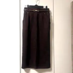 ナチュラルクチュール　タイトスカート　ブラウン　ベルト付き