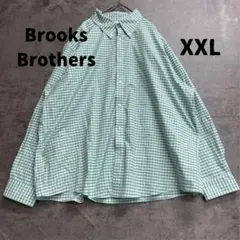 ブルックスブラザーズ チェックシャツ ボタンダウン 緑×白 XXL 【6442】