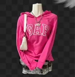 GAP ピンク スパンコール　フード付きファー付きパーカー　平成ギャル　グランジ m66671743469_1.jpg?1737629121