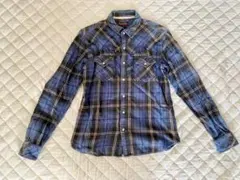 【美品】ネイビーチェック柄シャツ（Mサイズ）のサムネイル