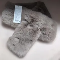 ３ＣＯＩＮＳファー マフラー グレー ポリエステル100%