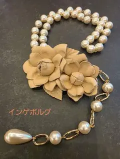 INGEBORG インゲボルグ パールベルト 花モチーフ パールイヤリング