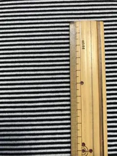 ニット生地　T/Cフライス ボーダー　白×黒　T2003