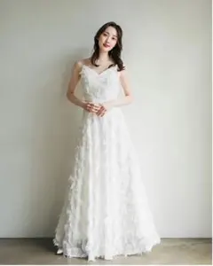 キャミワンピース　前撮り　フォトウエディング　結婚式　綺麗めドレス