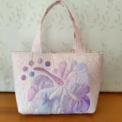ハワイアンキルトトートバッグ（ハンドメイド）A4サイズ