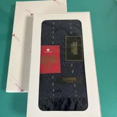 化粧箱入り　CASHMERE INCLUDEネイビー系マフラー　カシミヤ