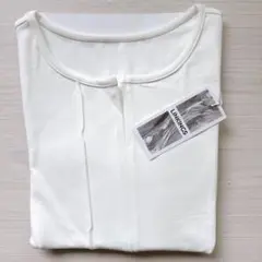 カットソー Vネック 長袖 白 L
