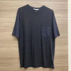 ami paris ボーダー ポケット Tシャツ ネイビーのサムネイル