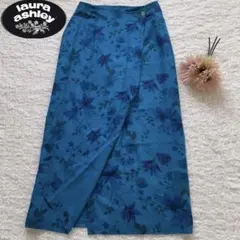 ローラアシュレイ リネンブレンド　花柄スカート 11号　イギリス製