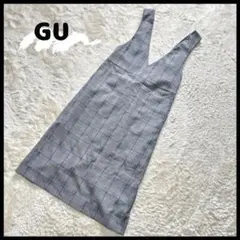 GU ジーユー gu グレンチェックジャンパードレス 膝丈ワンピース Sサイズ