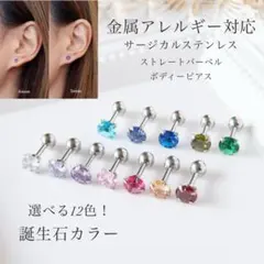選べる誕生石カラー ボディピアス 軟骨ピアス ストレートバーベル 片耳