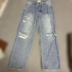 SeaRoomlynn ダメージデニムパンツ　ストレート　25 カット　ブルーのサムネイル