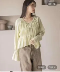 LOWRYSFARM ヨウリョウシャーリング ショート ブラウス イエロー