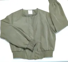 AG ノーカラージャケット オリーブ