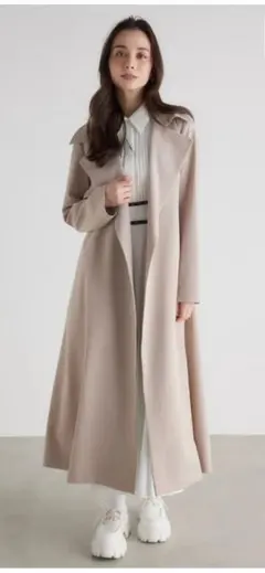 【rienda】ステンカラーライトコート ウエストリボンつきSサイズ