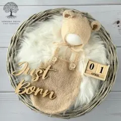 ニューボーンフォト　セット　くま　かご　ファーマット ベビーフォト　新生児