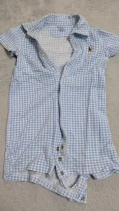 Ralph Lauren 水色ギンガムロンパース 18M