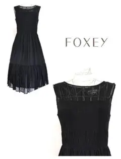 極美品✨フォクシーニューヨーク 七分袖 プリーツ フレア ワンピース 