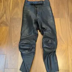 NANKAI】黒本革レザーパンツ 膝プロテクター 膝裏メッシュ Lバイカー