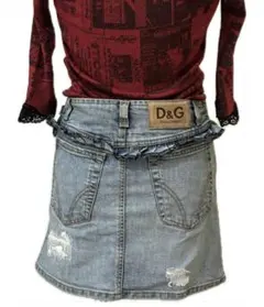 D&G ドルチェ&ガッバーナ ミニスカート 26 IT40 ラメ プリーツY2K