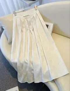 中国風レトロ花柄サテンスカート