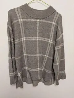 グローバルワーク　グレー チェック柄 ニットセーター 長袖