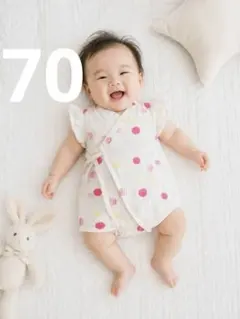 ❤️ベビー甚平 ❤️美品❣️70サイズ 水玉柄