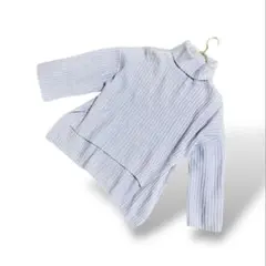 ウール65％❗️美品❗️【アダムエロペ】タートルリブニット F ライトブルー