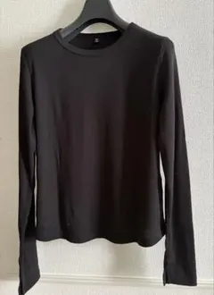GU リブクルーネック長袖カットソー ブラック