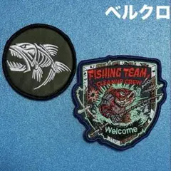 A1998 ワイルド　フィッシング　釣り　刺繍パッチ　ベルクロ