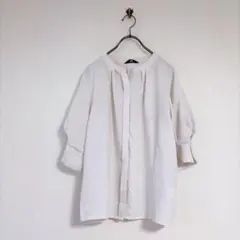 SHIPS シップス（F）五分袖 ブラウス タック　ブラウス