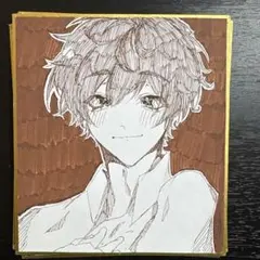 手書き色紙/茶色/イラスト