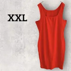 ノースリーブワンピース【XXL】赤 レッド 中は裏起毛で暖かい