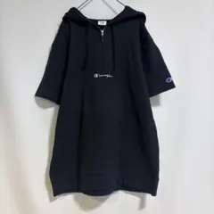 ◆champion◆チャンピオン　半袖パーカー　ロゴ刺繍　L