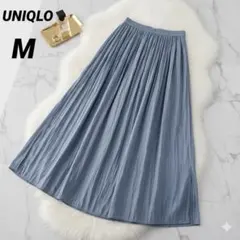 ユニクロ　ワッシャーサテンスカートパンツ ウエストゴム 水色 M